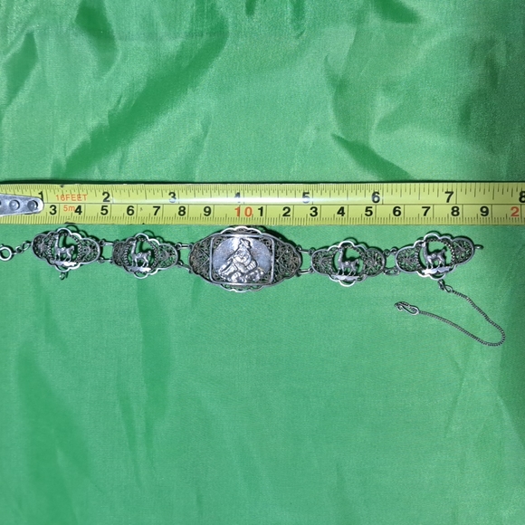Vintage filigree panel link bracelet 9.00 SILVER w safety chain - Picture 4 of 7